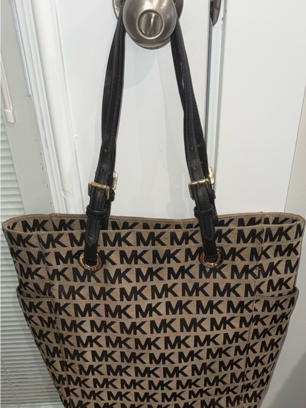 Michael Kors Tan and Black Signature MK Tote - Picture 2 of 6